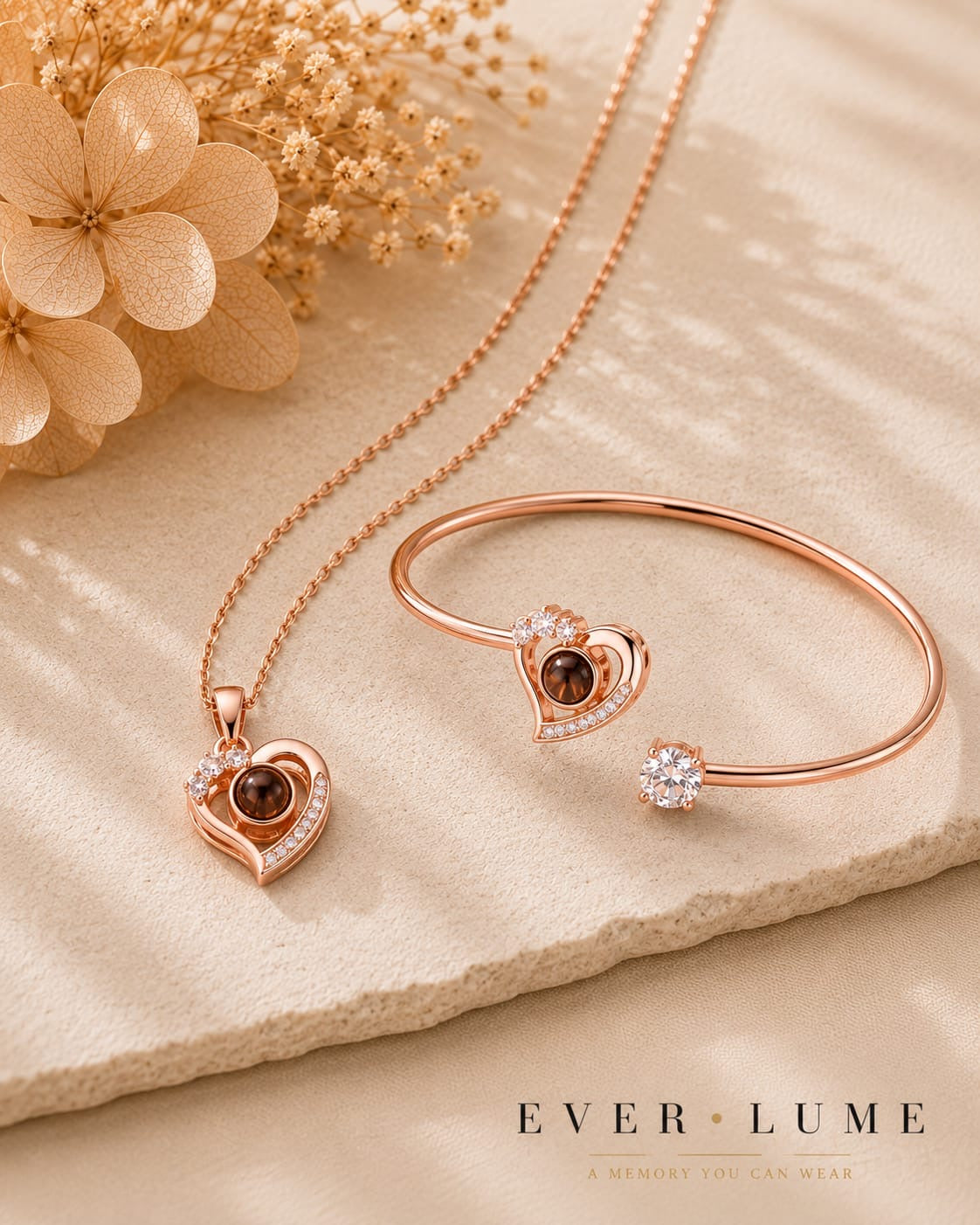Close-up of the ForEver Heart Set pendant, photo hidden inside the lens